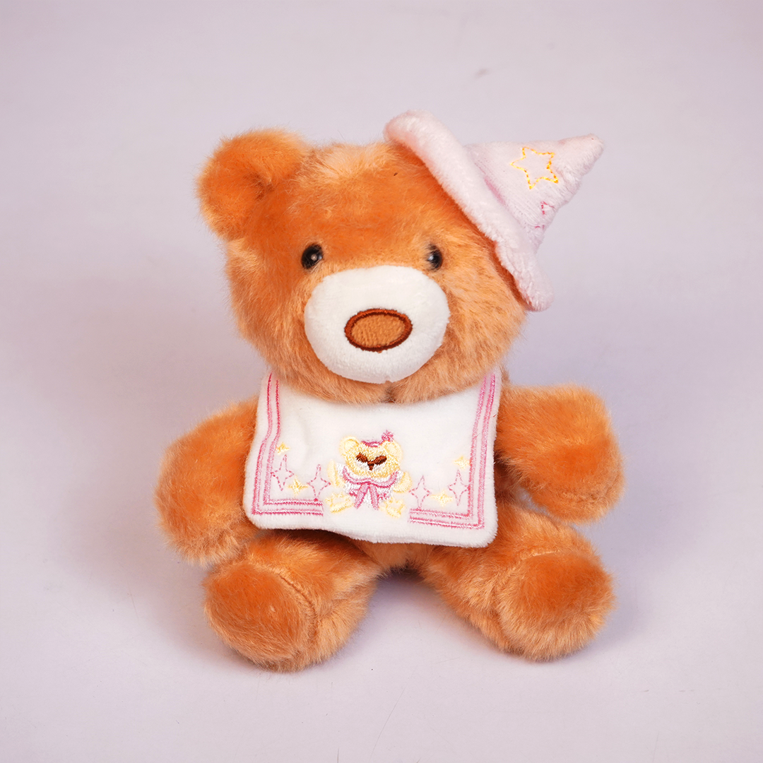 Cute Pink Teddy Bear Plush Toy with Blue Wizard Hat(Random Color)
