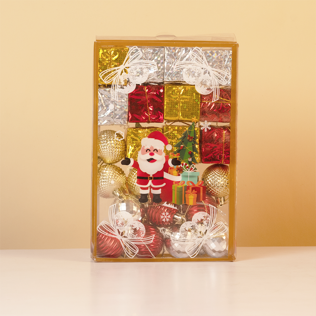 Christmas Tree Decoration Gift Set – 24pcs Ornament Box with Mini Gift Boxes, Baubles