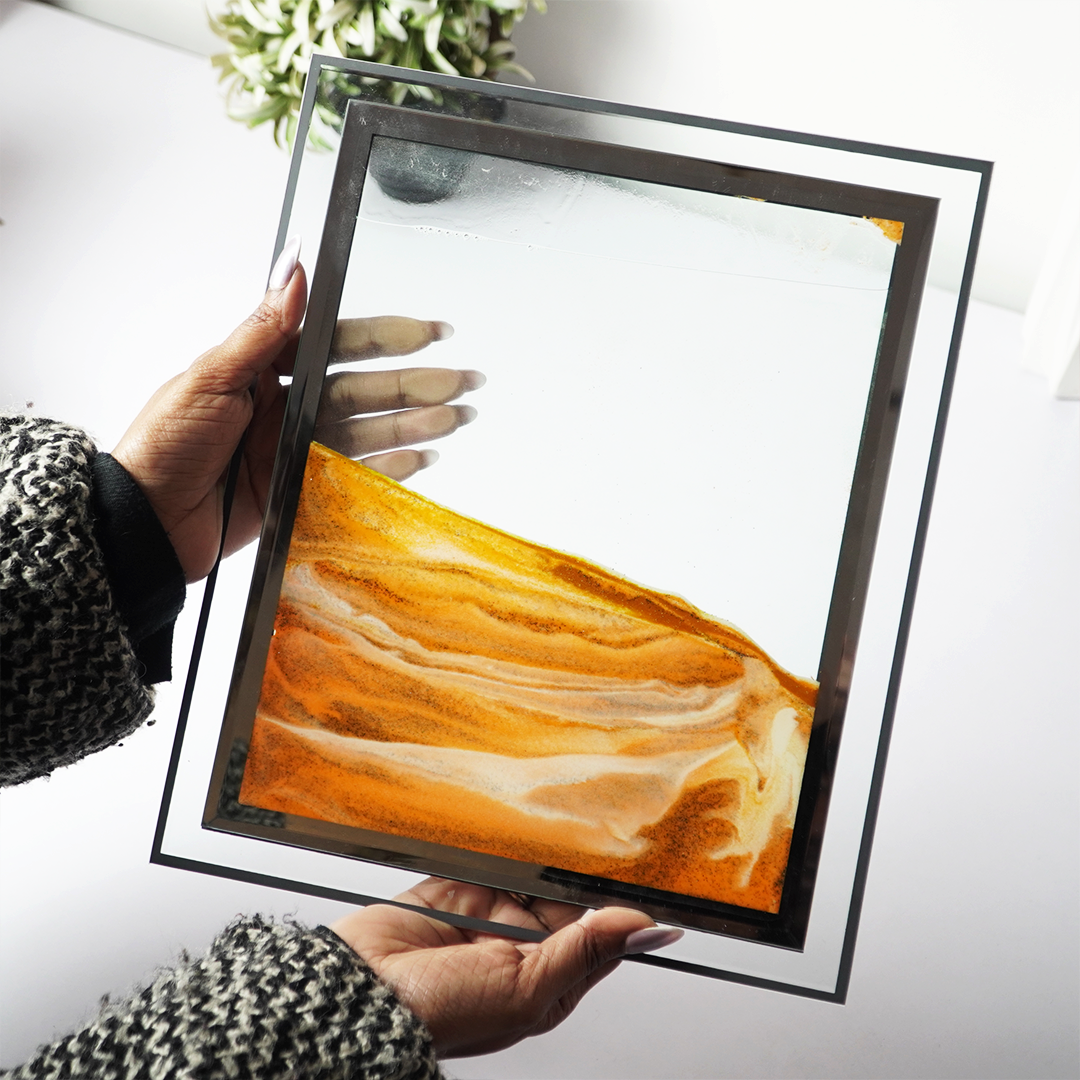 Abstract Sand Art Wall Frame | Modern Glass Wall Décor | Minimal Aesthetic Home & Office Wall Art