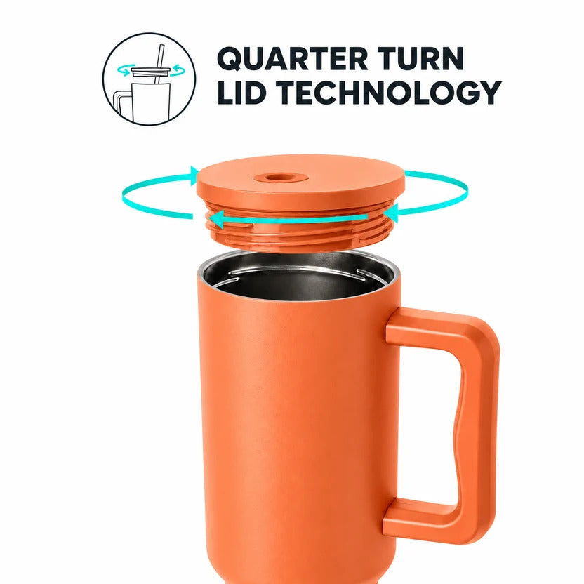 Thirst Trap Stainless Steel Tumbler with Steel Straw (Orange)