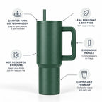 Green Premium Insulated Tumbler with Handle & Straw