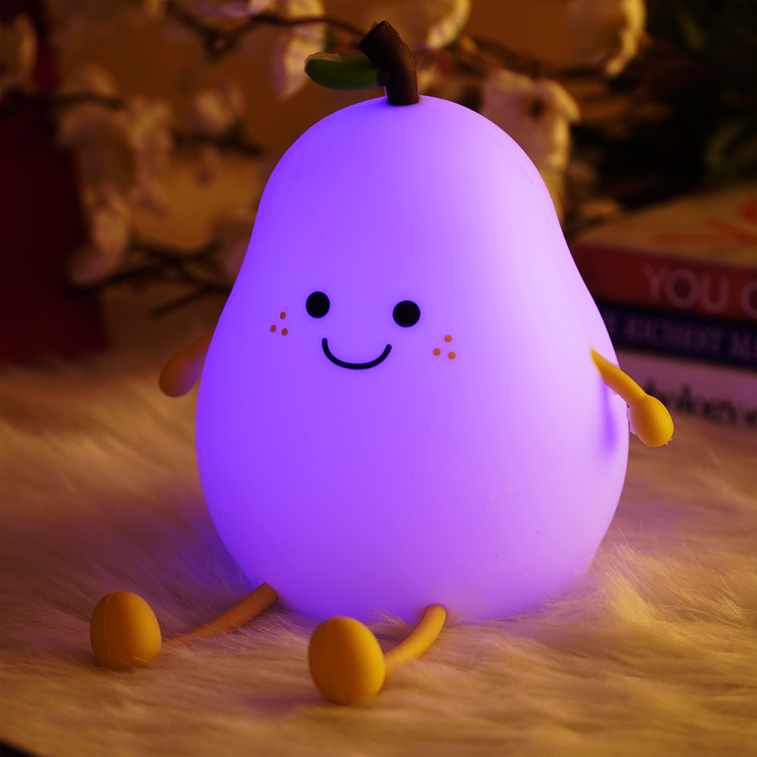 Cute Pear Night Light | Soft LED Decorative Lamp for Bedroom, Kids Room & Desk Décor