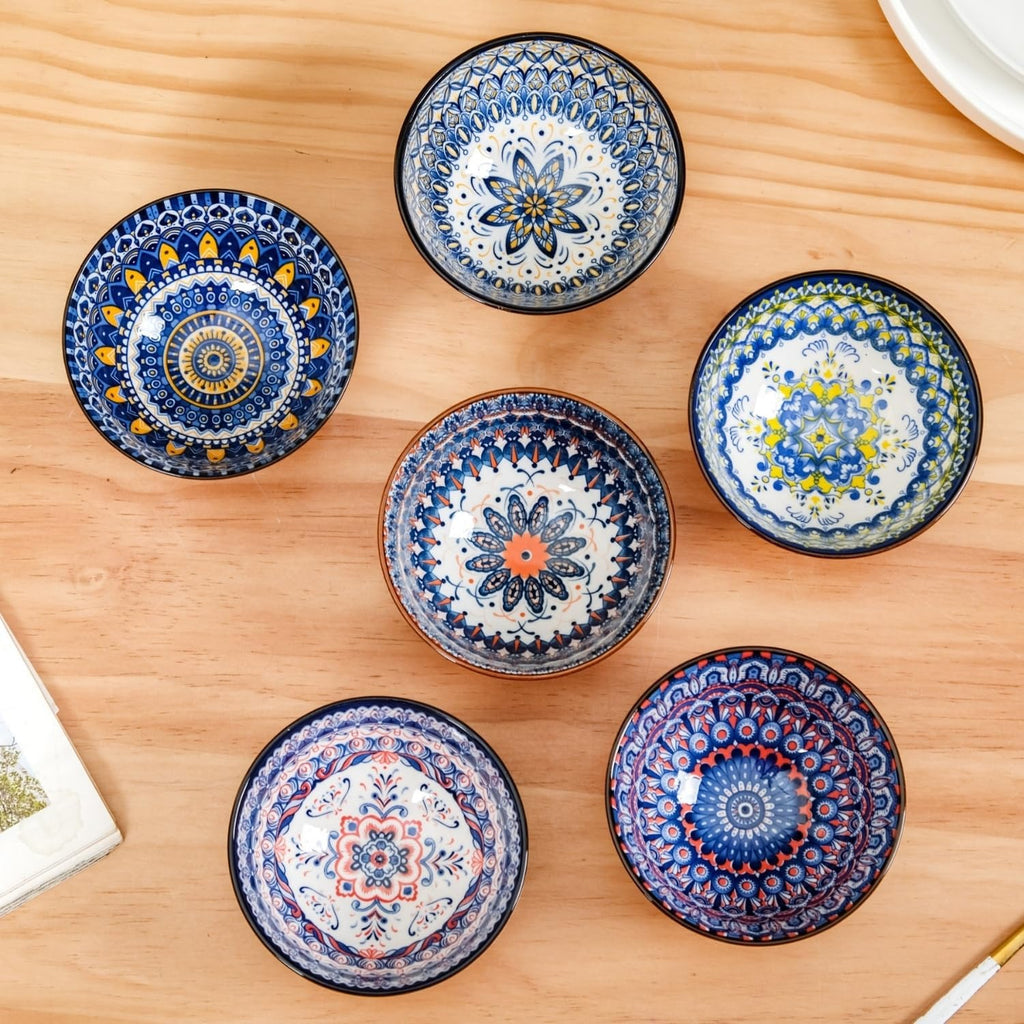 Ceramic Bowl Set – Hand-Painted Blue & White Decorative Bowls