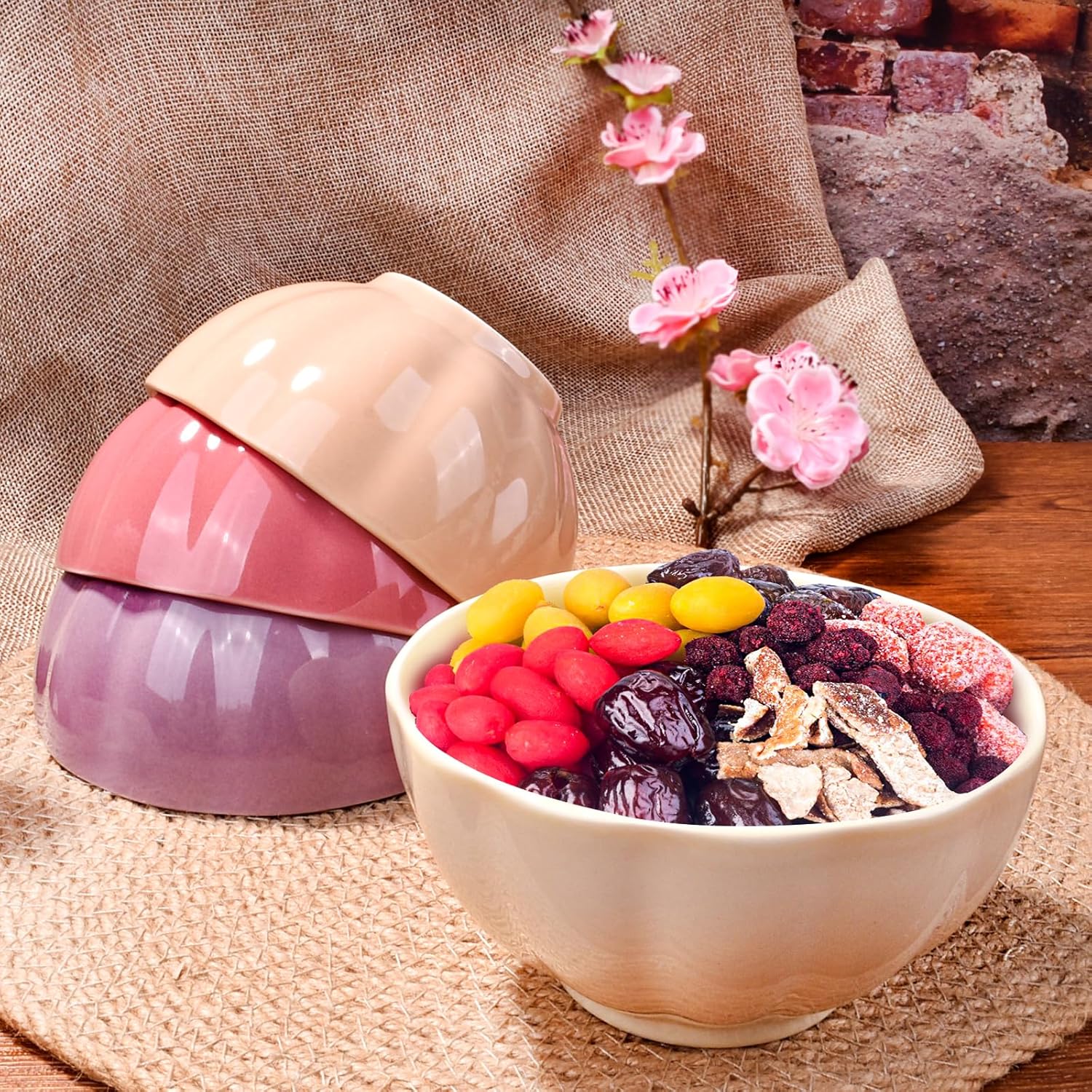 Pastel Charm Ceramic Bowls – Set of 4 | Elegant Multi-Color Serving Bowls for Everyday & Special Occasions