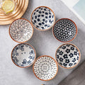 Blue & White Ceramic Bowl Set of 6 – Japanese Floral Pattern Serving & Snack Bowls