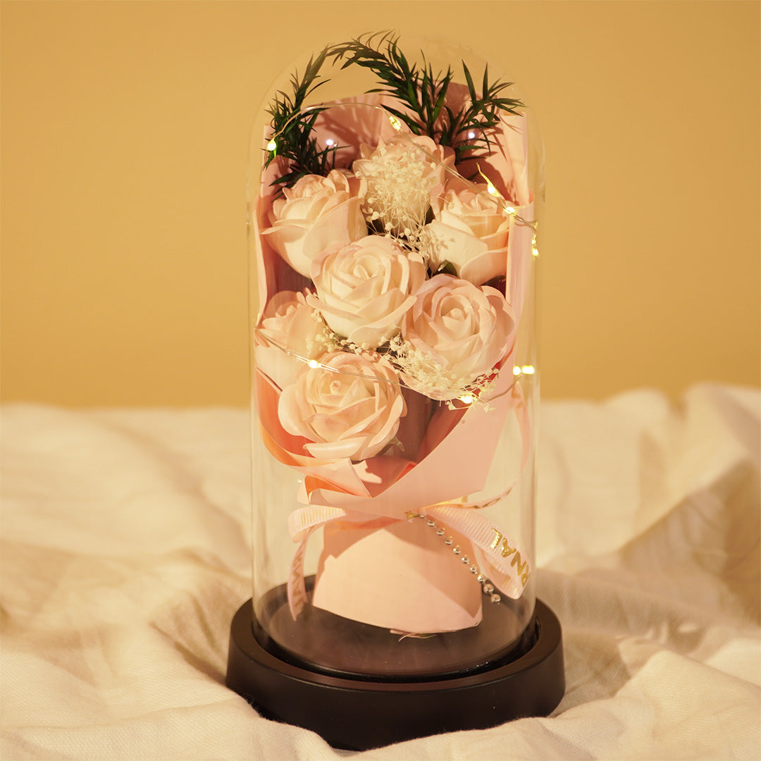 Forever Rose in Glass Dome Lamp
