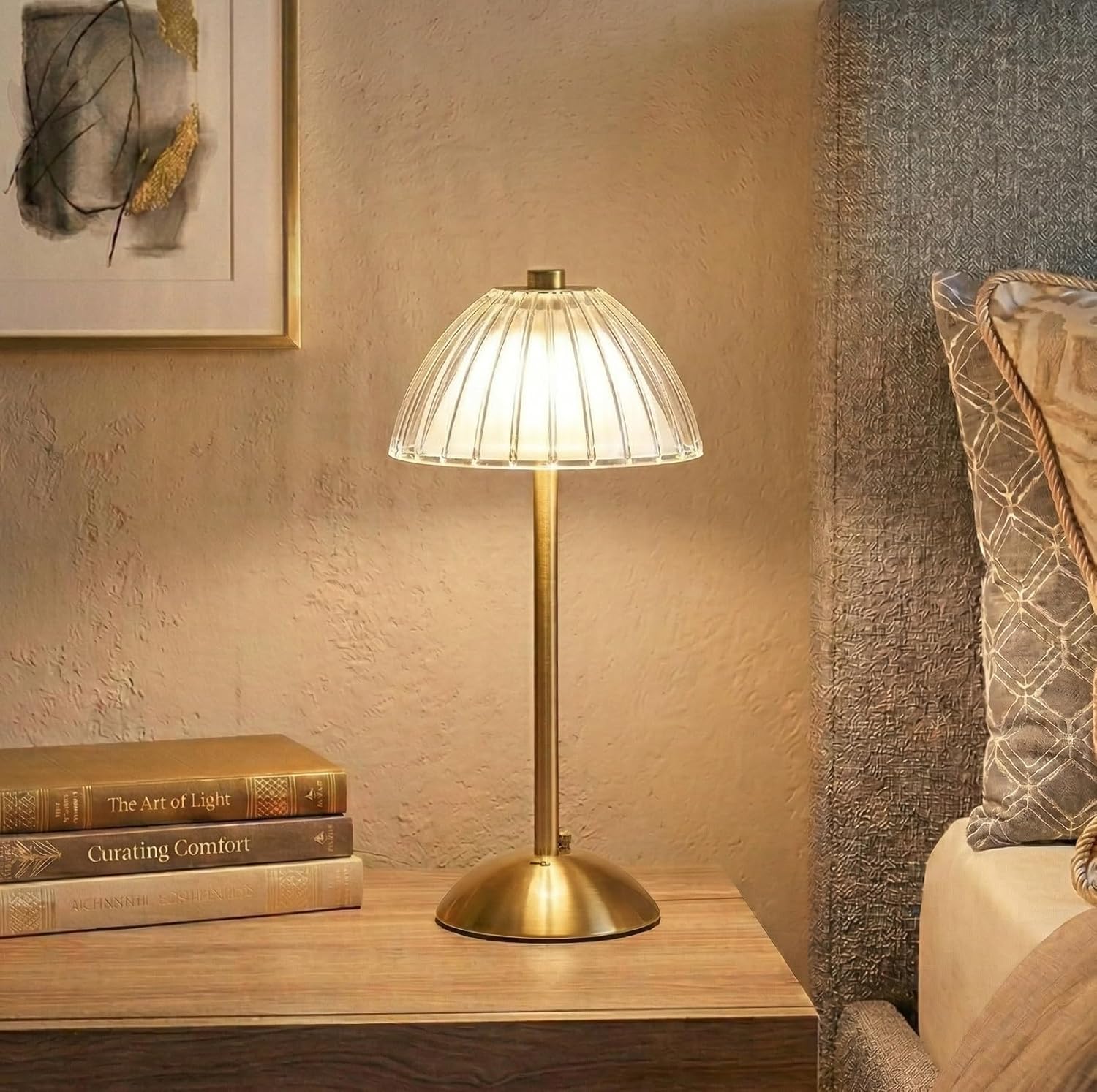 Ribbed Dome Shade Warm Ambient LED Desk Lamp