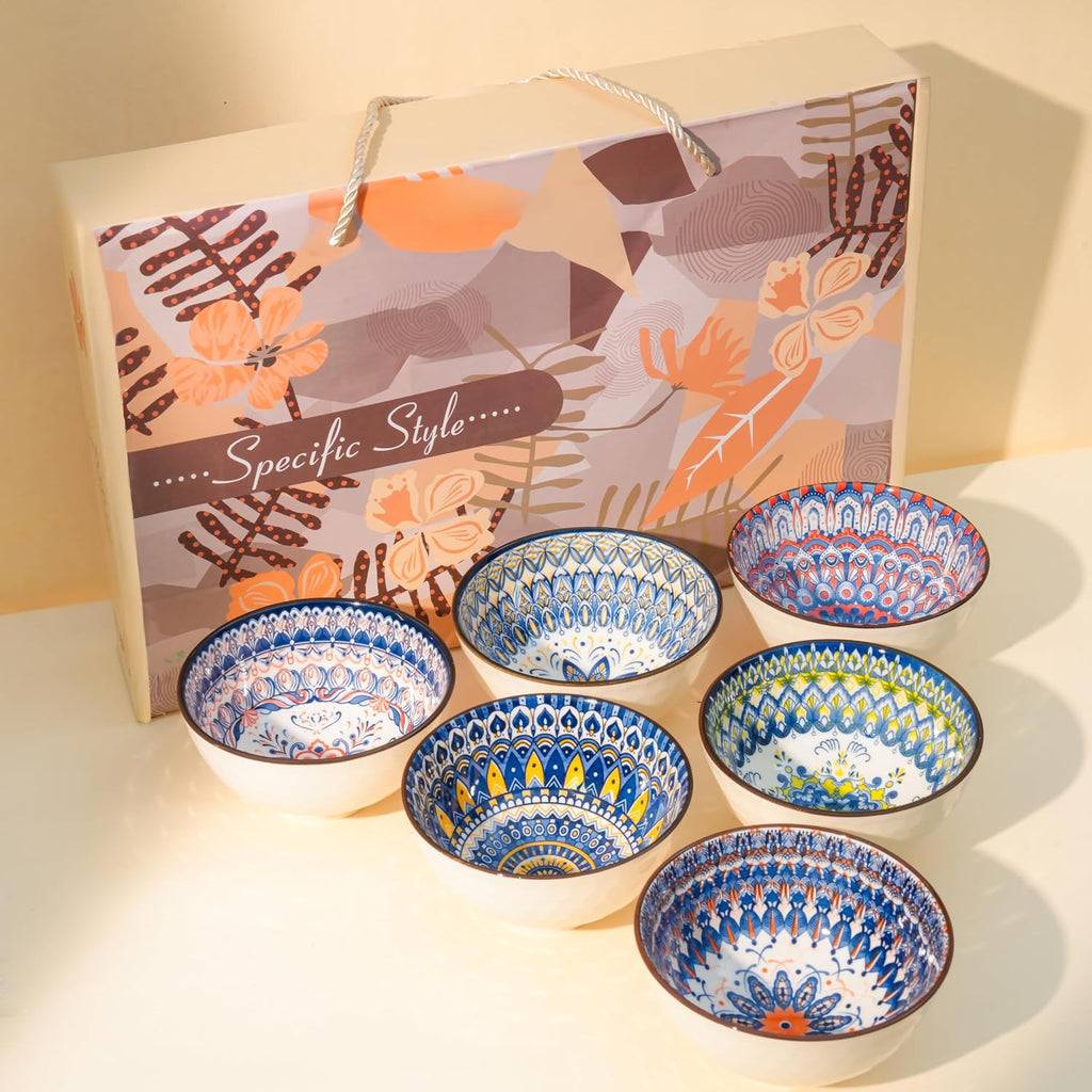 Ceramic Bowl Set – Hand-Painted Blue & White Decorative Bowls
