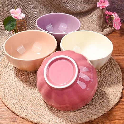 Pastel Charm Ceramic Bowls – Set of 4 | Elegant Multi-Color Serving Bowls for Everyday & Special Occasions
