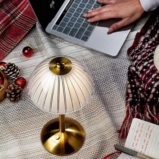Ribbed Dome Shade Warm Ambient LED Desk Lamp