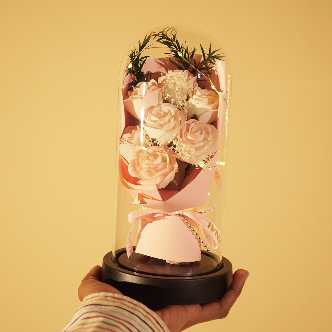 Forever Rose in Glass Dome Lamp