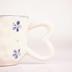 White Ceramic Blue Flower Mug – Cute Floral Print Coffee & Tea Cup