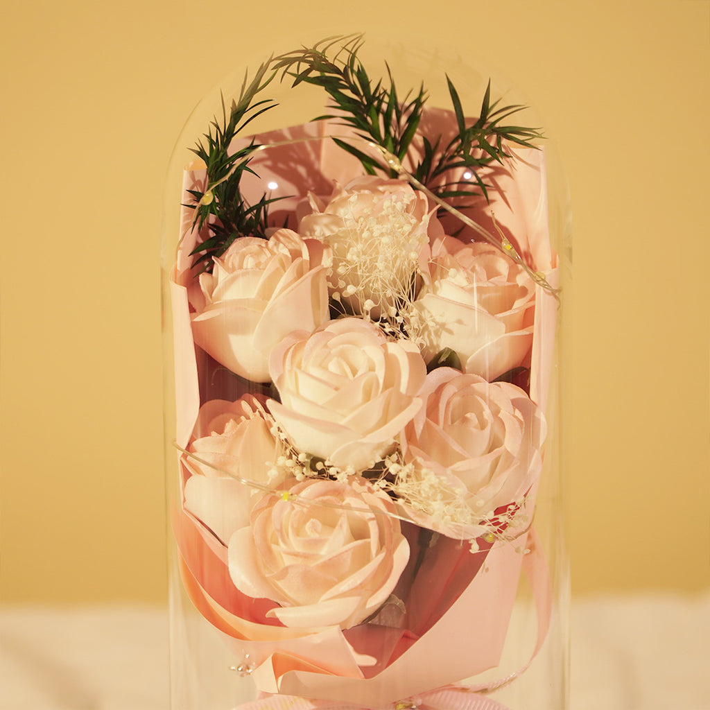 Forever Rose in Glass Dome Lamp