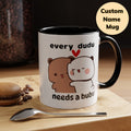 Personalized Cute Couple Ceramic Coffee Mug | Custom Name Kawaii Bear Hug Design