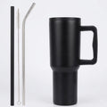 Black Premium Insulated Tumbler with Handle & Straw