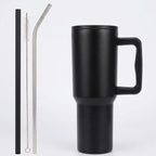 Black Premium Insulated Tumbler with Handle & Straw