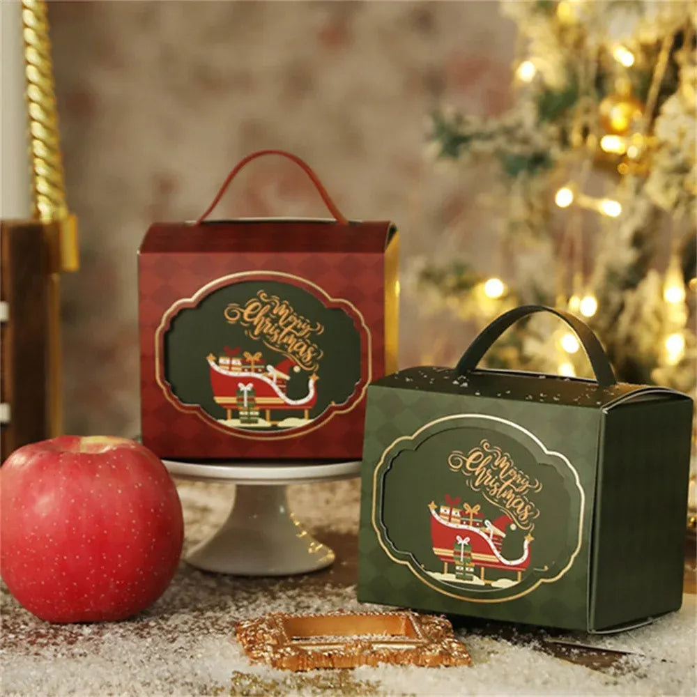 Set of 2 Christmas Gift Box with Rope Handle- Random color only