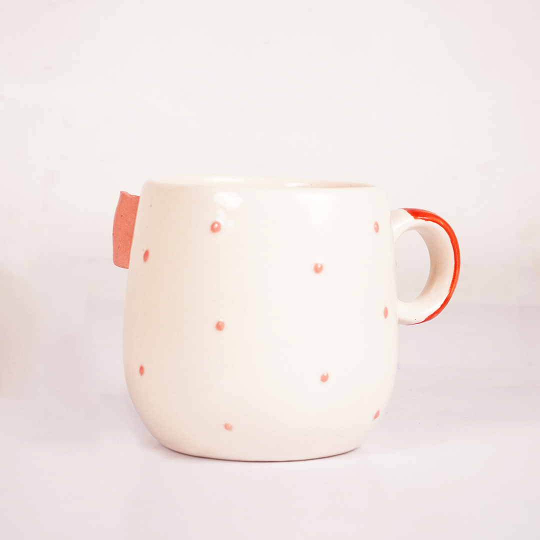 White Ceramic Mug with 3D Pink Bow Design – Cute Aesthetic Coffee Cup for Tea & Coffee