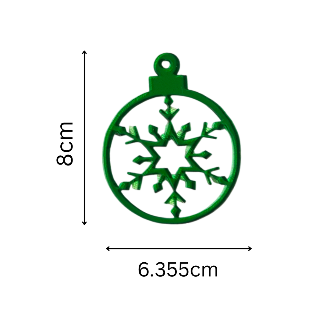 Green Snowflake Christmas Hanging Ornaments – Set of 2