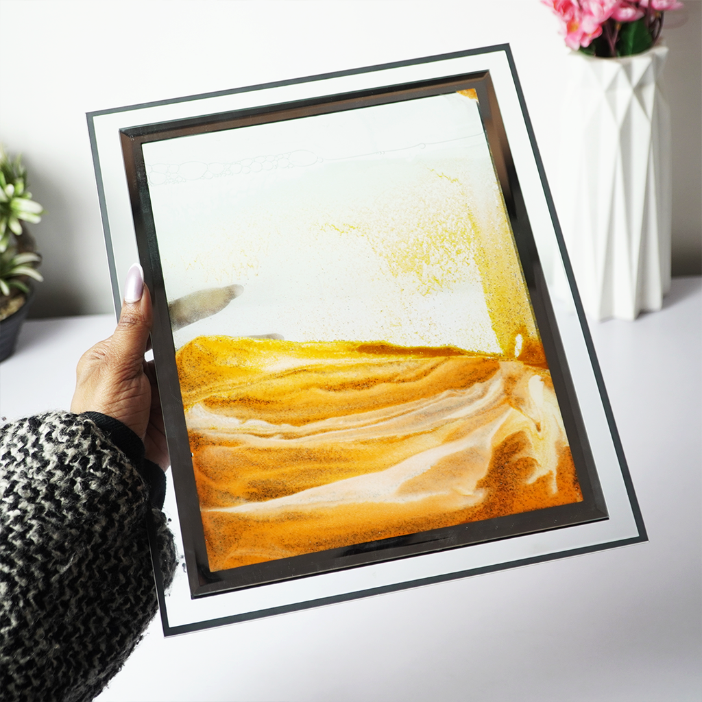 Abstract Sand Art Wall Frame | Modern Glass Wall Décor | Minimal Aesthetic Home & Office Wall Art