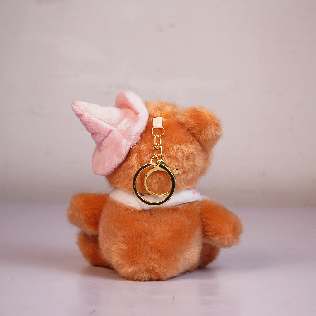 Cute Pink Teddy Bear Plush Toy with Blue Wizard Hat(Random Color)