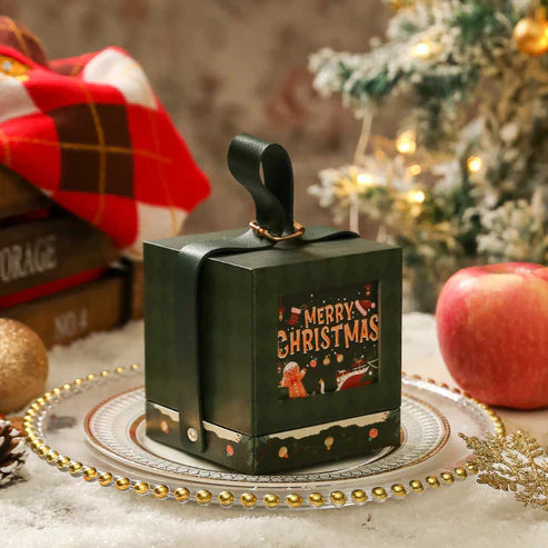 Set of 2 Christmas Gift Box with Rope Handle- Random color only