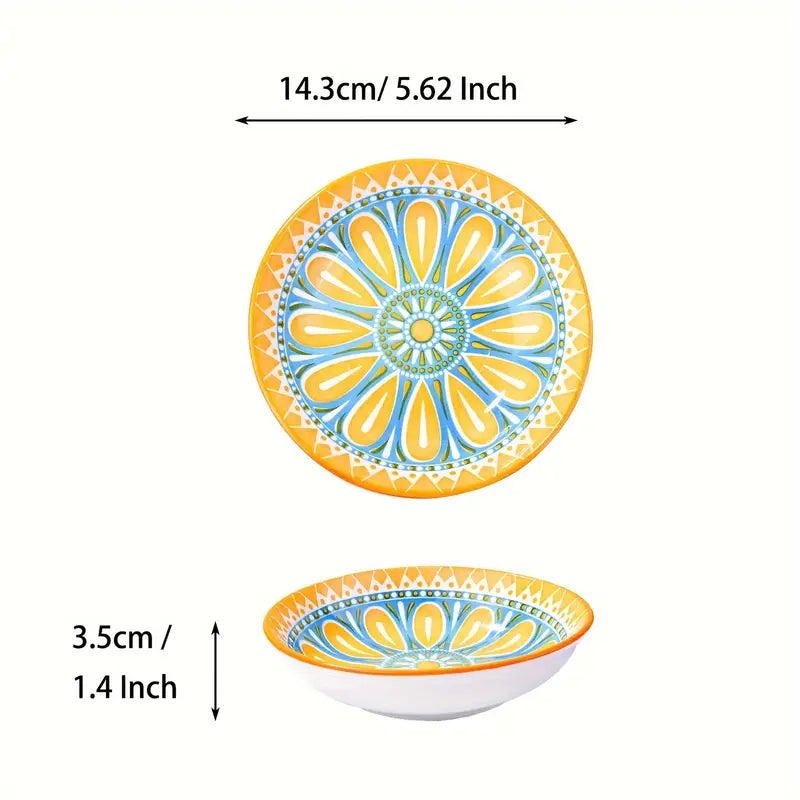 Vibrant Sunshine Bloom Ceramic Bowls – Set of 4 (220ml each)