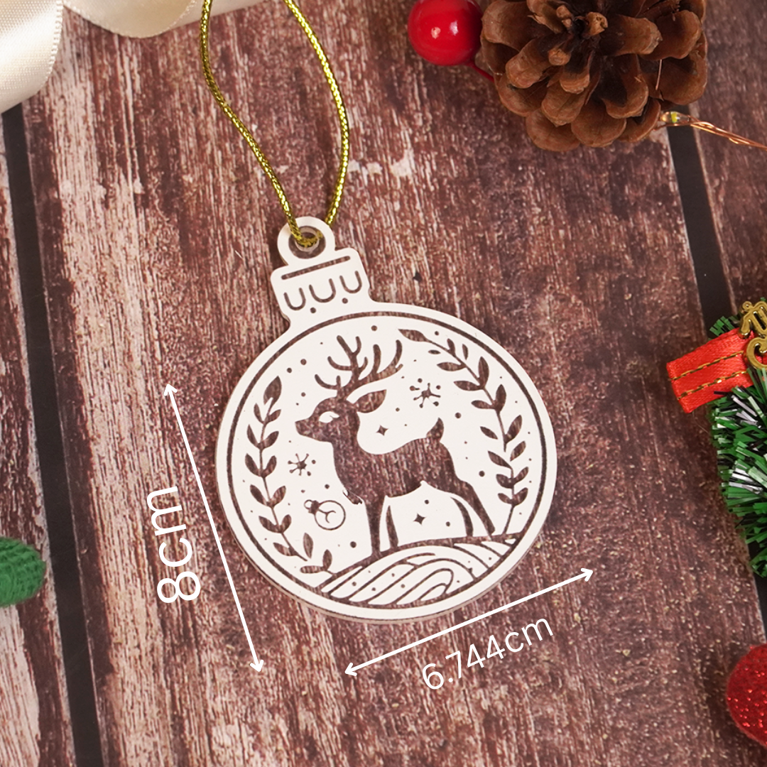 SET OF 2 Elegant Reindeer Christmas Ornament – Premium Acrylic Hanging Décor
