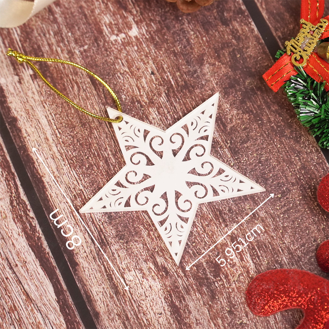 Set of 2 Acrylic Star Christmas Ornament – Elegant Clear Festive Hanging Décor