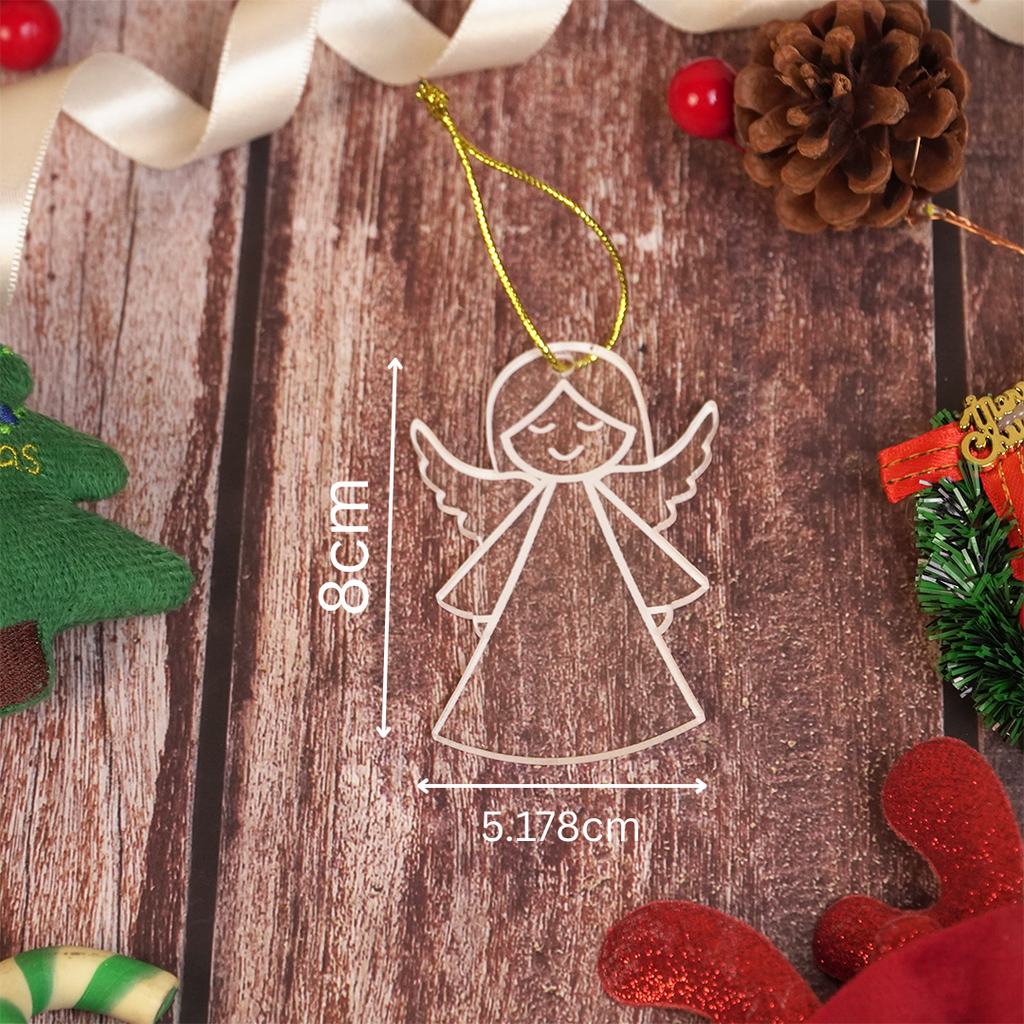Set of 2 Acrylic Angel Christmas Ornament – Cute Holiday Hanging Décor (8cm)
