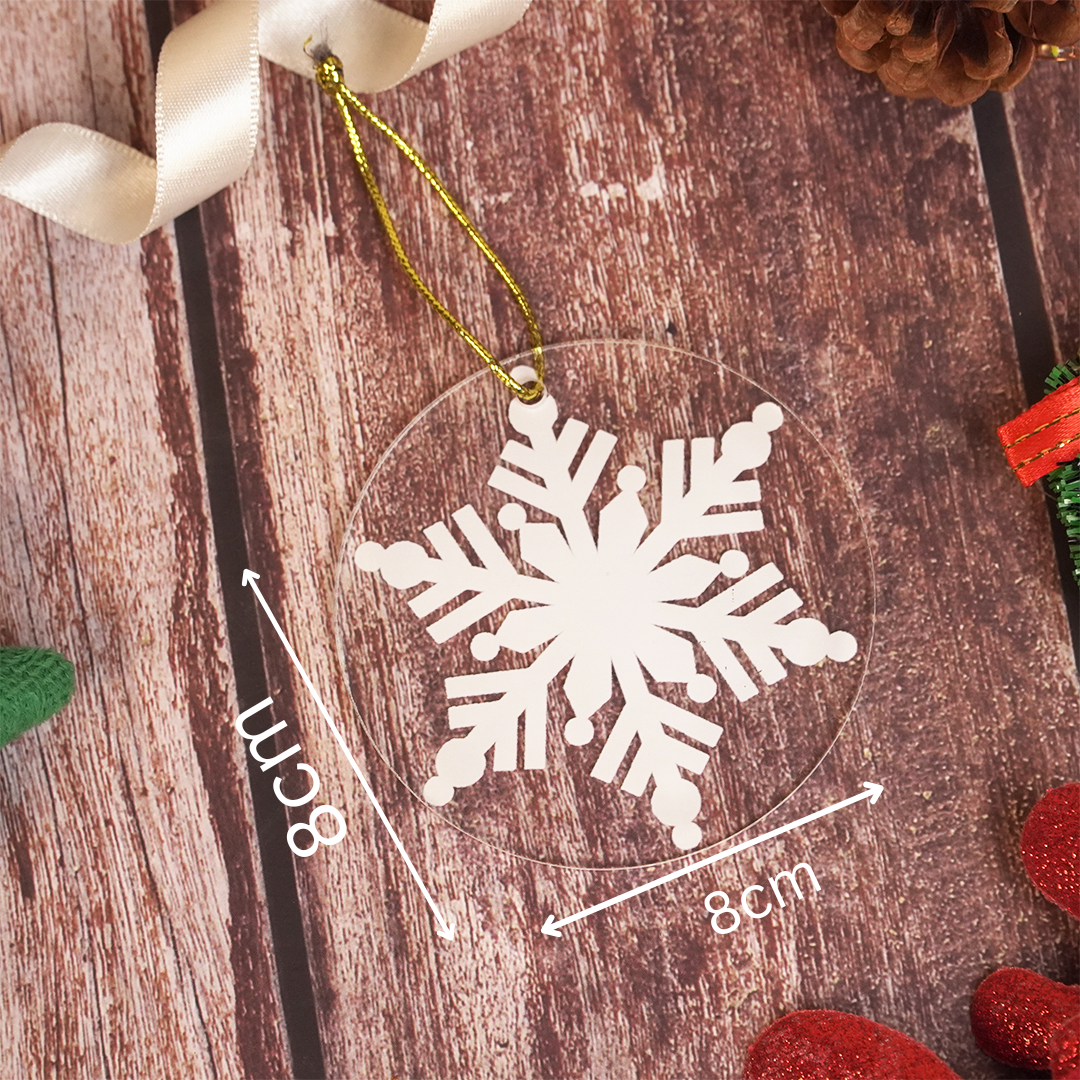 Set of 2 Acrylic Snowflake Ornaments – Elegant Frosted Christmas Décor