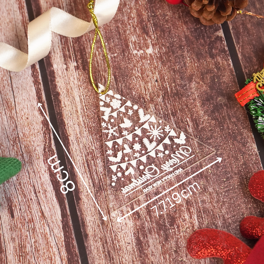 Set of 2 Acrylic Christmas Tree Ornament – Premium Hanging Decoration (8 cm)