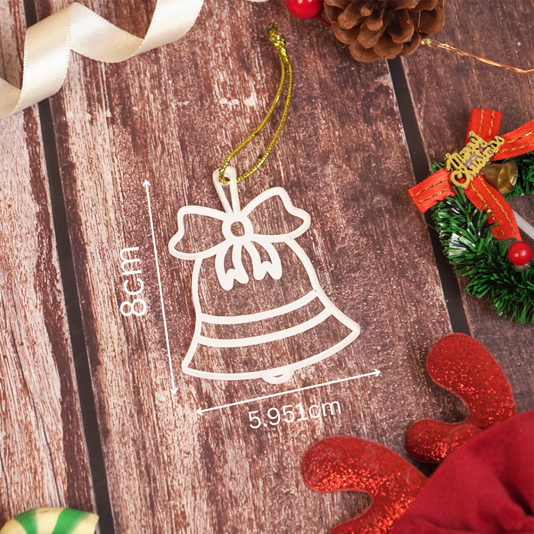 Set of 2 Acrylic Christmas Bell Ornaments – Elegant Hanging Décor (8 cm)