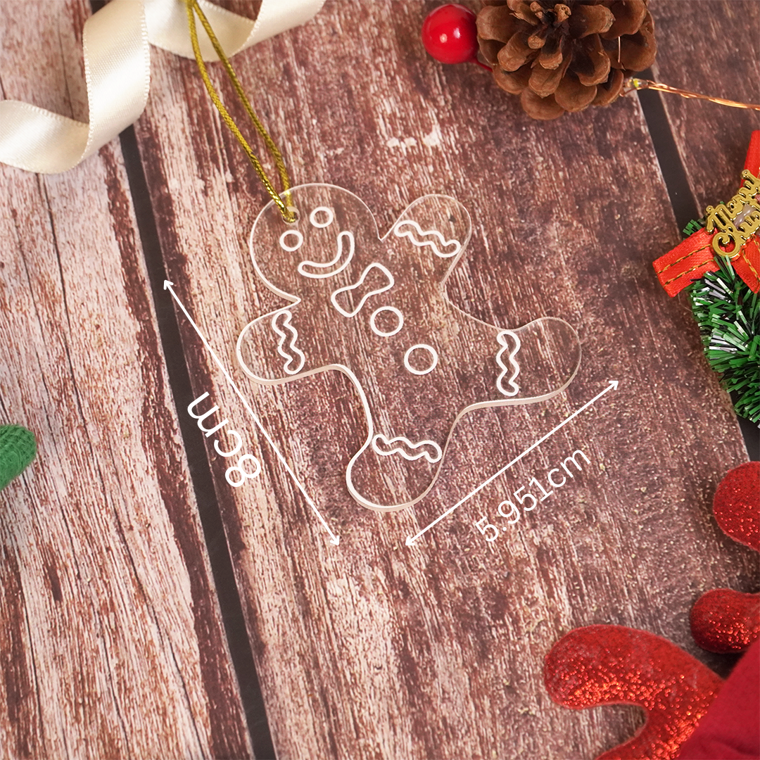 2 pcs Acrylic Gingerbread Man Ornaments – Cute Clear Christmas Decoration Set