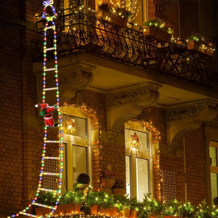 LED Climbing Santa Ladder Light