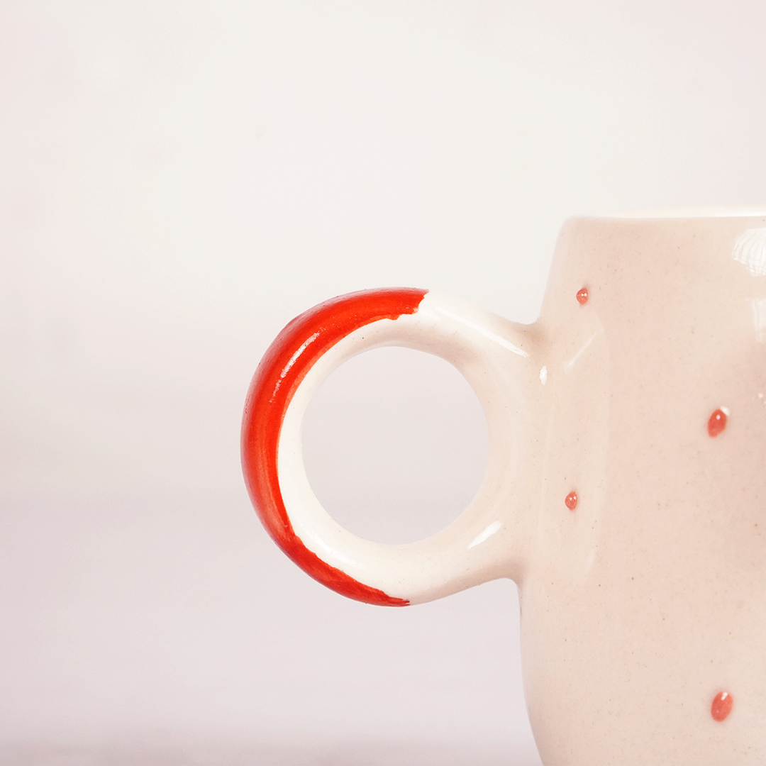 White Ceramic Mug with 3D Pink Bow Design – Cute Aesthetic Coffee Cup for Tea & Coffee
