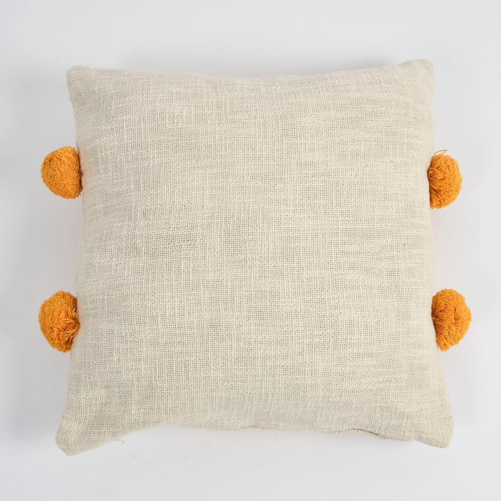 Mustard Pom-Pom Textured Cushion Cover Set – Boho Decorative Throw Pillows Cover Set for Sofa, Living Room & Bedroom (Pack of 2)