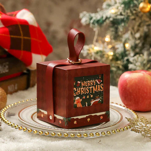 Set of 2 Christmas Gift Box with Rope Handle- Random color only