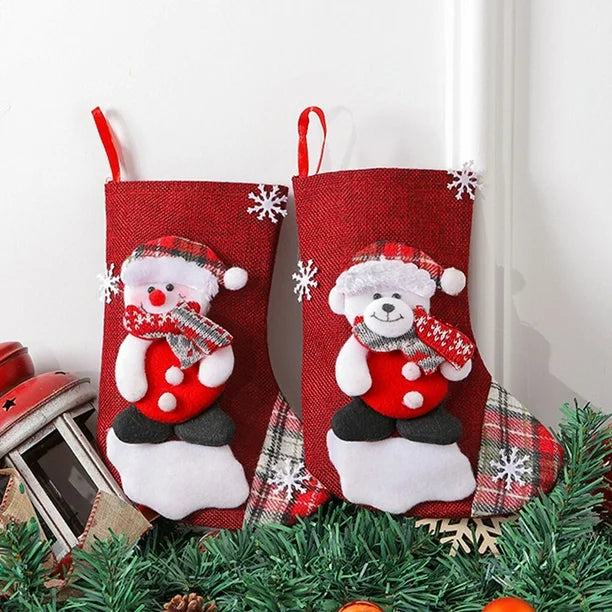 Set of 4 Christmas Tree Ornaments Christmas Stockings - Random design only