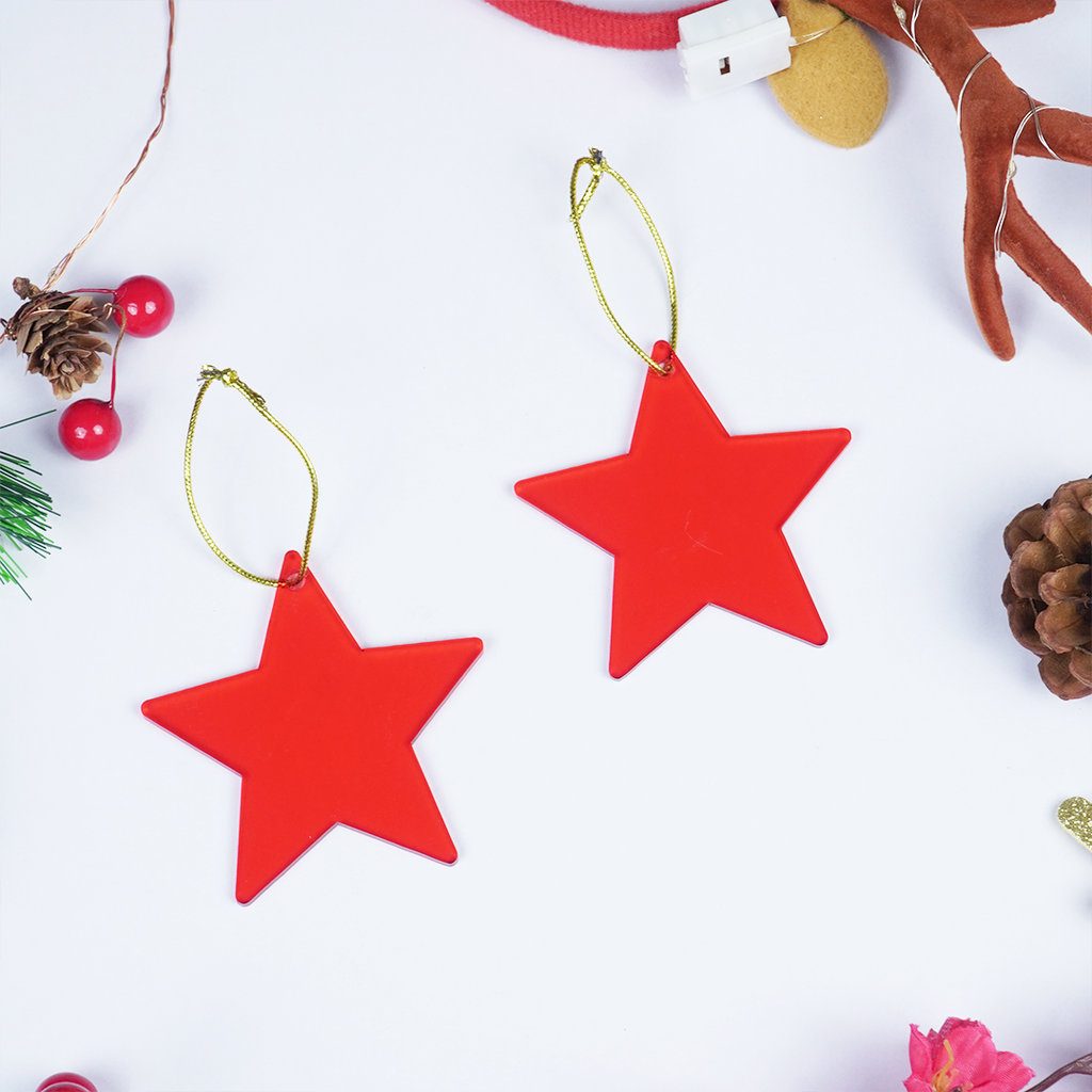 Red Star designed Christmas Decoration Ornaments- Set of 2