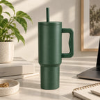 Green Premium Insulated Tumbler with Handle & Straw