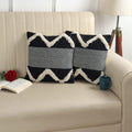 Black & White Boho Zigzag Textured Cushion Cover Set – Tufted Decorative Throw Pillows Cover Set for Sofa, Living Room & Bedroom (Pack of 2)