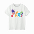 Unisex Holi Color Splash Printed White T-Shirt | Festival Graphic Cotton Tee for Men & Women