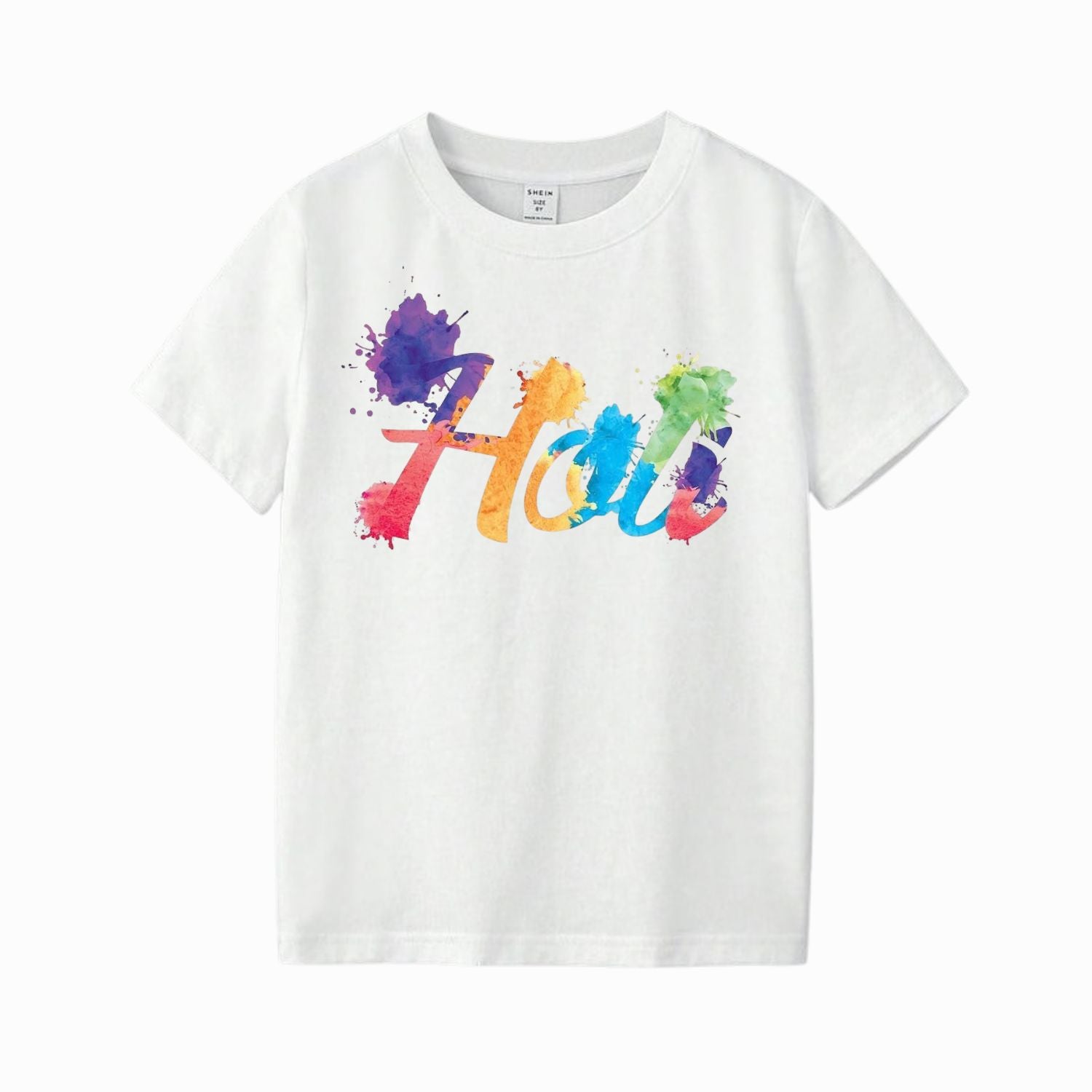 Unisex Holi Color Splash Printed White T-Shirt | Festival Graphic Cotton Tee for Men & Women