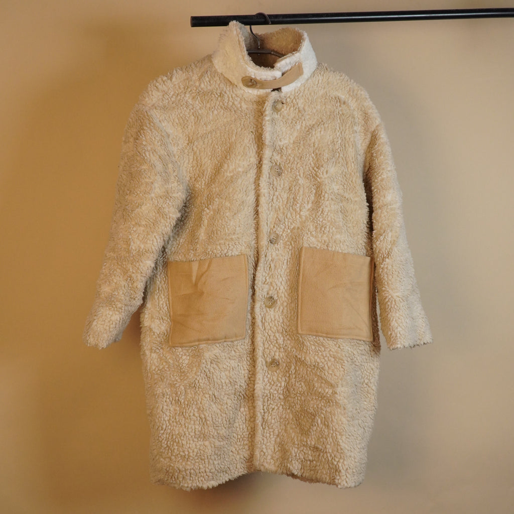 Long Sherpa Fleece Zip-Up Jacket with High Neck ( SIZE-M )