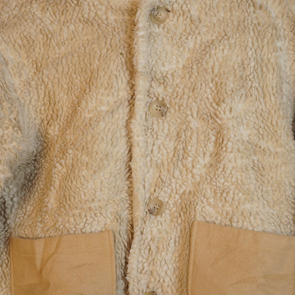 Long Sherpa Fleece Zip-Up Jacket with High Neck ( SIZE-M )