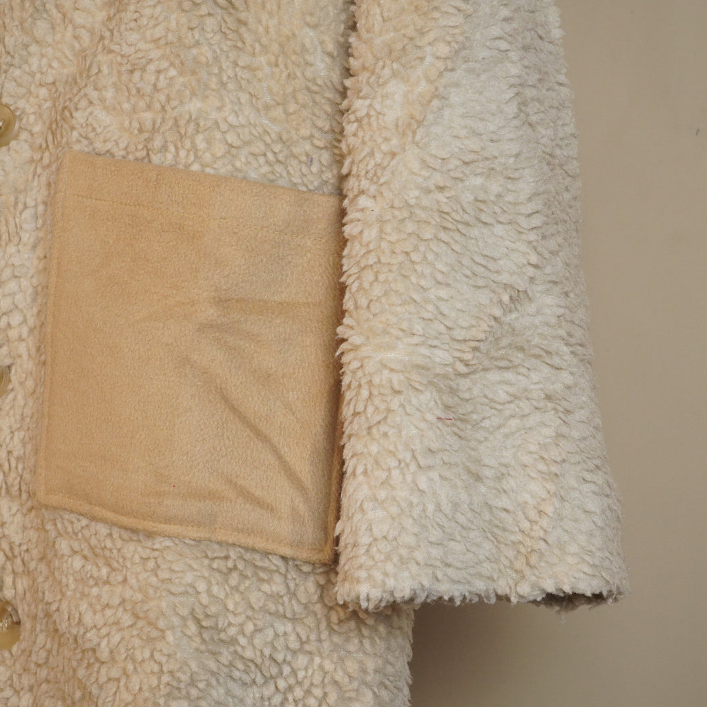 Long Sherpa Fleece Zip-Up Jacket with High Neck ( SIZE-M )