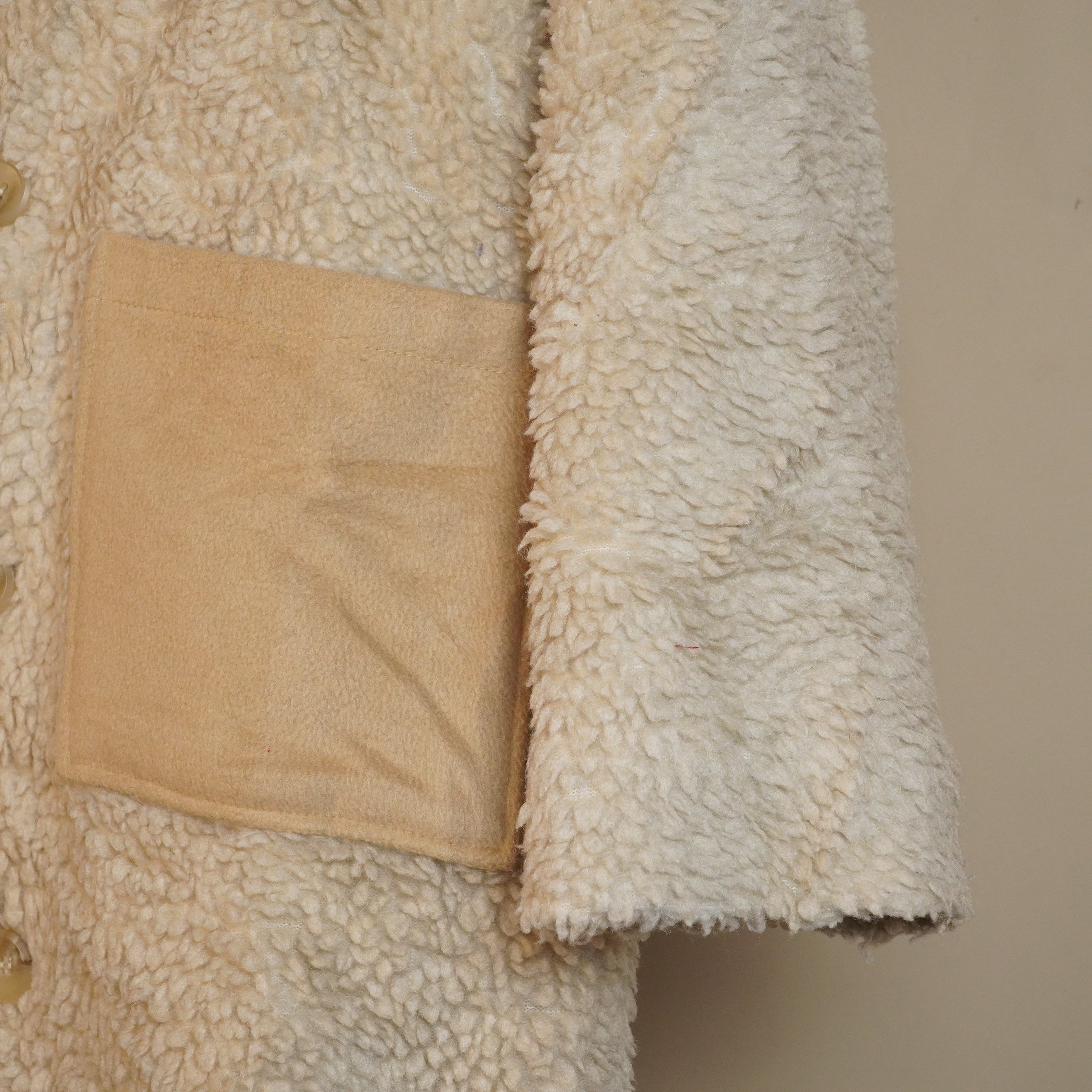 Long Sherpa Fleece Zip-Up Jacket with High Neck ( SIZE-M )
