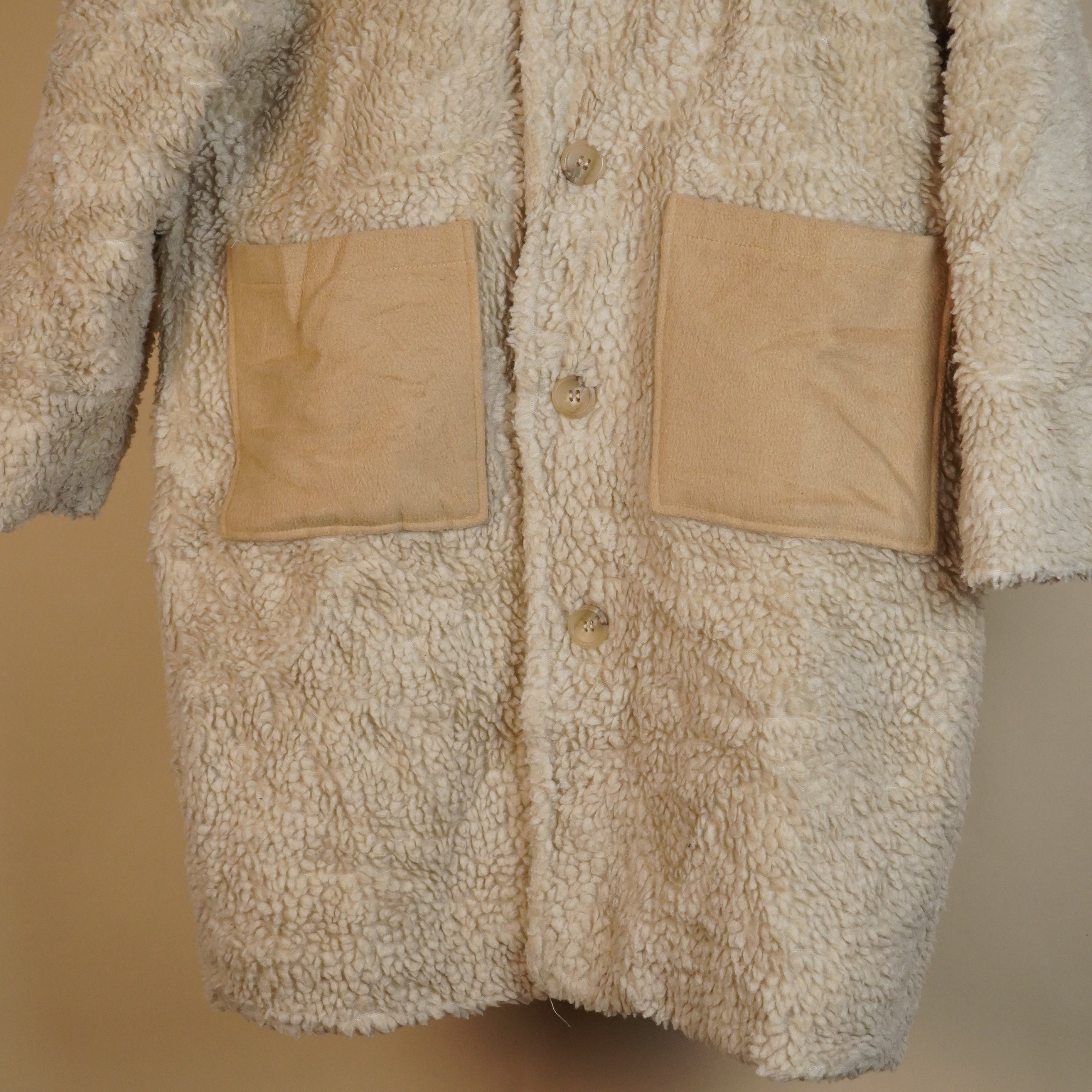 Long Sherpa Fleece Zip-Up Jacket with High Neck ( SIZE-M )