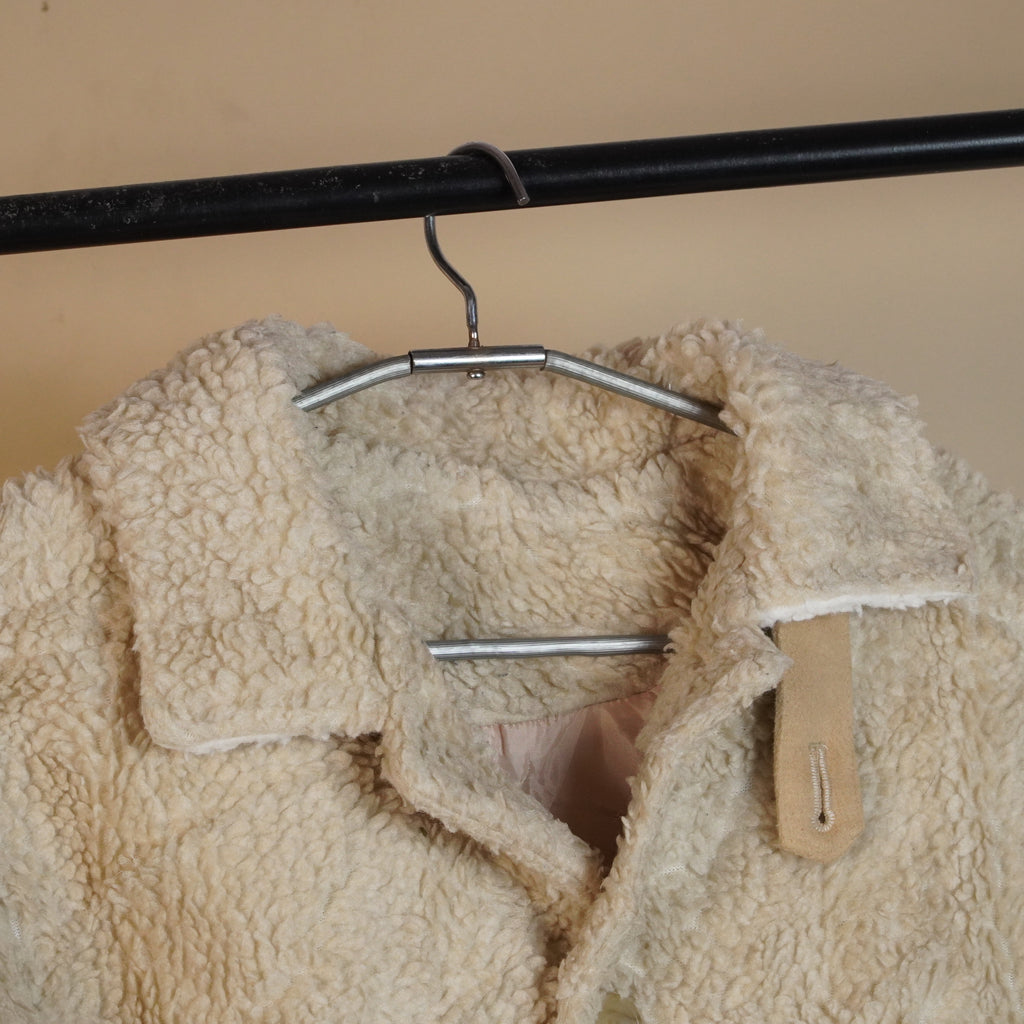 Long Sherpa Fleece Zip-Up Jacket with High Neck ( SIZE-M )